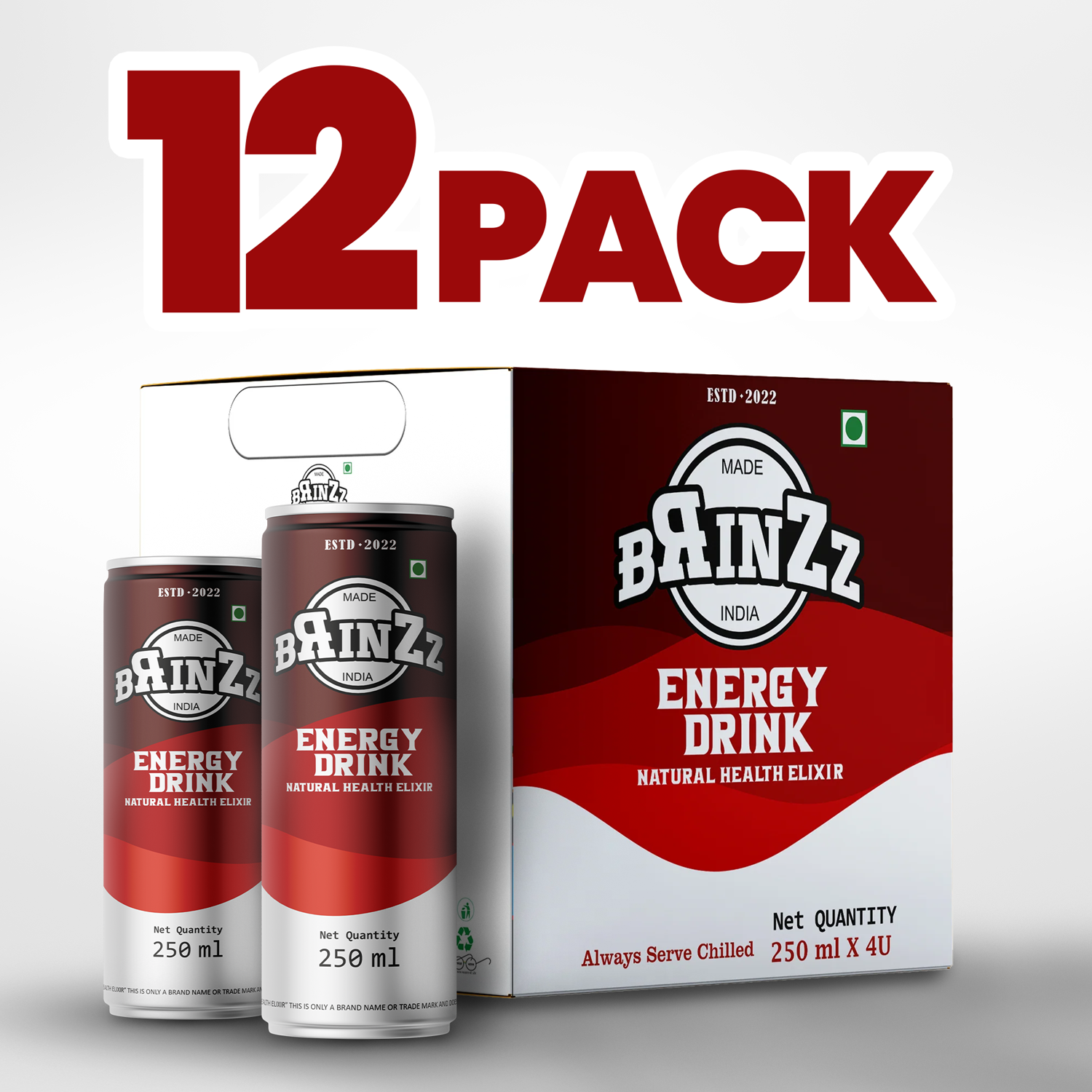 Brinzz Energy Drink Natural Health Elixir 3 Litre (Pack of 4 x 3)