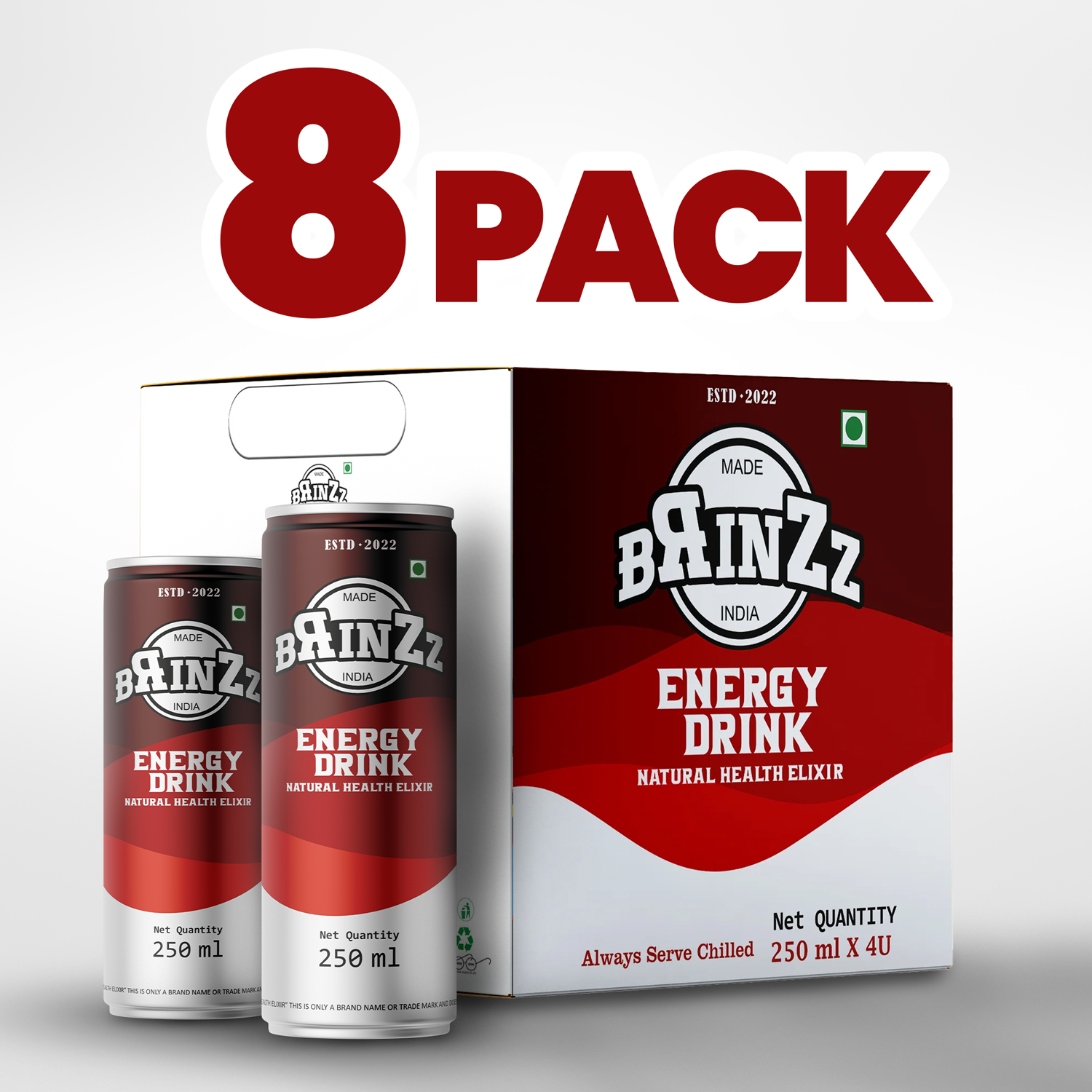 Brinzz Energy Drink Natural Health Elixir 2 Litre (Pack of 4 x 2)